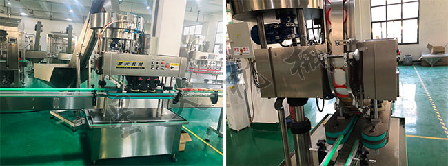 星火牛肉醬生產(chǎn)線設(shè)備中旋蓋設(shè)備細(xì)節(jié)展示